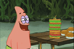 Patrick Star Gobbling A Sandwich