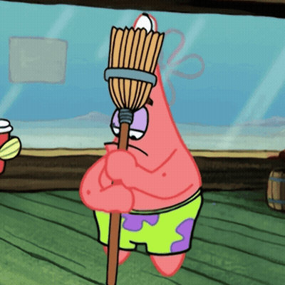 Patrick Star Holding Broom GIF