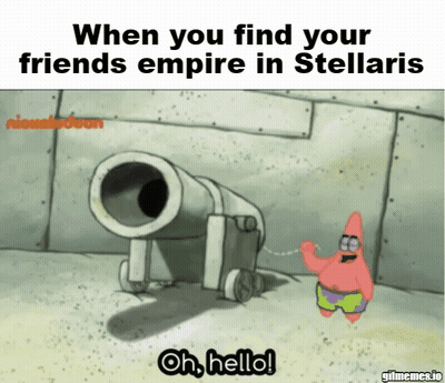 Patrick Star Holding Cannon Saying Oh Hello GIF