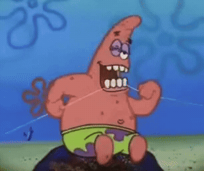 Patrick Star Holding Floss GIF