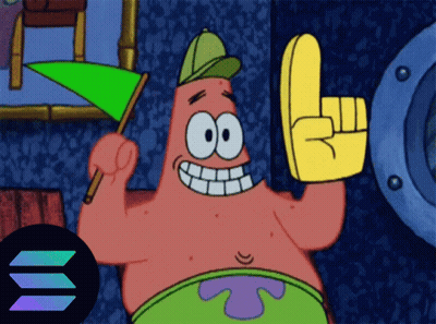 Patrick Star Holding Green Flag And Yellow Finger GIF