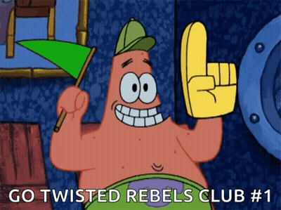 Patrick Star Holding Green Flag And Yellow Foam Finger GIF