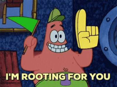 Patrick Star Holding Green Flag Rooting For You GIF