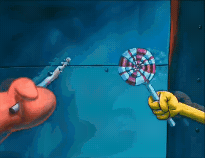 Patrick Star Holding Lollipop And Knife GIF