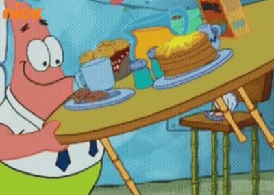 Patrick Star Holding Plate Of Food GIF