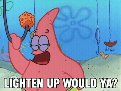 Patrick Star Holding Sponge Asking Lighten Up GIF