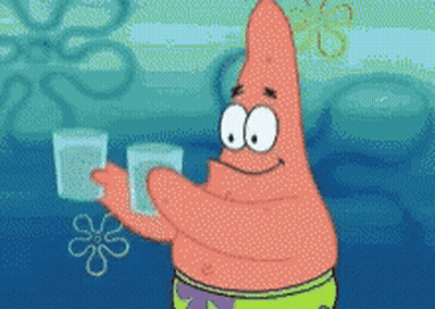 Patrick Star Holding Two Glasses Of Water GIF