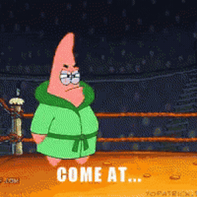 Patrick Star In Boxing Ring Saying Come At GIF