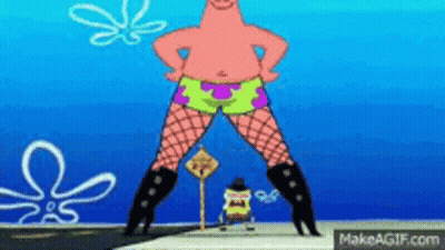 Patrick Star In Fishnet Stockings And Black Boots GIF
