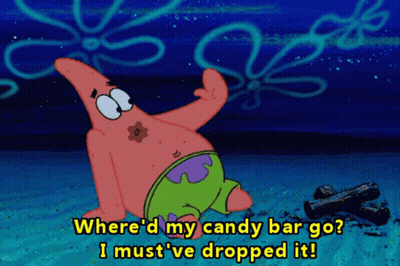 Patrick Star Laying On Beach With Candy Bar GIF