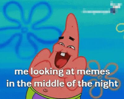 Patrick Star Looking At Memes At Night GIF