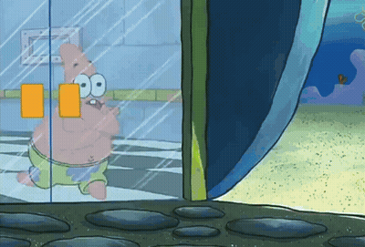 Patrick Star Looking Out Glass Door GIF