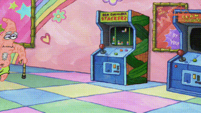 Patrick Star Playing Video Game Stackers GIF
