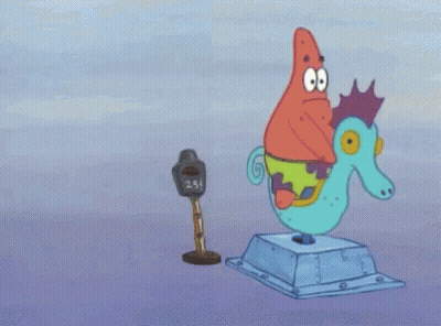 Patrick Star Riding Seahorse On Statue GIF