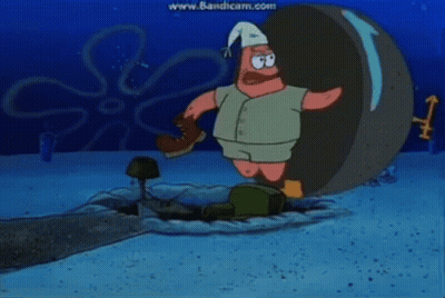 Patrick Star Running Through Tire In Water GIF
