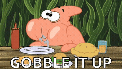 Patrick Star Saying Gobble It Up GIF