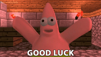 Patrick Star Says Good Luck Minecraft Background GIF