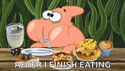 Patrick Star Sitting At Food Table GIF