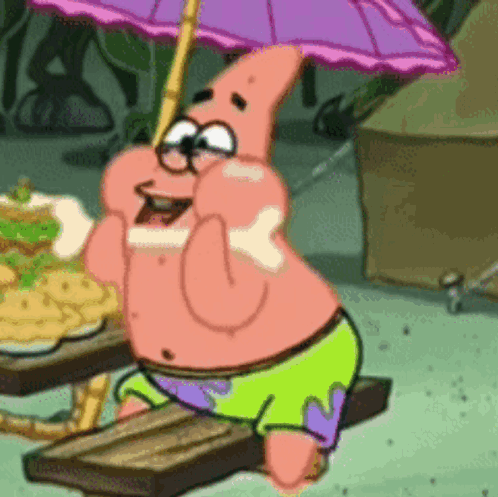 Patrick Star Sitting At Picnic Table GIF