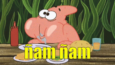 Patrick Star Sitting At Table Eating Food GIF