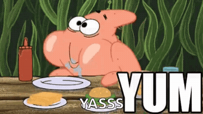 Patrick Star Sitting At Table Eating GIF