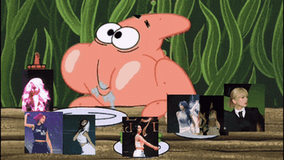 Patrick Star Sitting At Table With Blackpink Pictures GIF