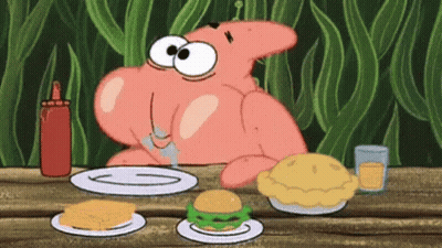 Patrick Star Sitting At Table With Food GIF