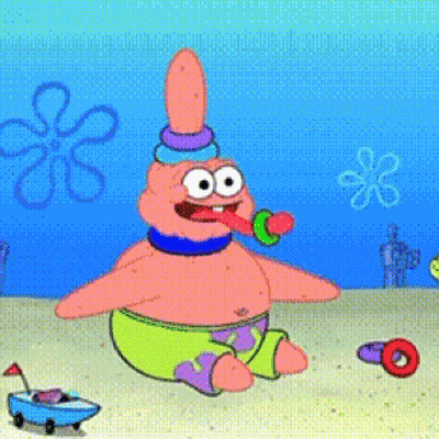 Patrick Star Sitting On Beach With Tongue Out GIF