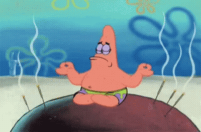 Patrick Star Sitting On Rock With Needles GIF