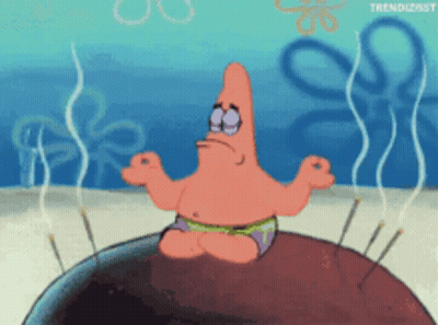Patrick Star Sitting On Rock With Smoke Coming Out Of Eyes GIF