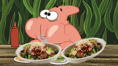 Patrick Star Sitting With Food And Ketchup GIF
