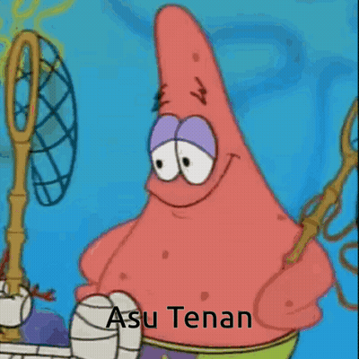 Patrick Star Smiling Holding Fishing Net Asu Tenan GIF