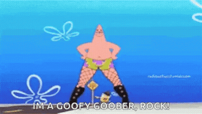Patrick Star Standing On Beach In Fishnet Stockings GIF