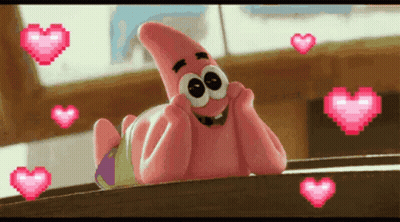 Patrick Star Surrounded By Hearts GIF