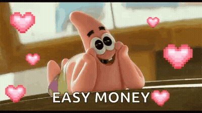 Patrick Star Surrounded By Pink Hearts GIF