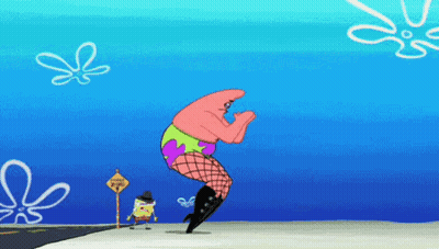 Patrick Star Wearing Fishnet Tights GIF