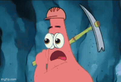 Patrick Star Wearing Hard Hat Holding Pickaxe GIF