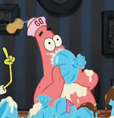 Patrick Star Wearing Pink GG Hat GIF