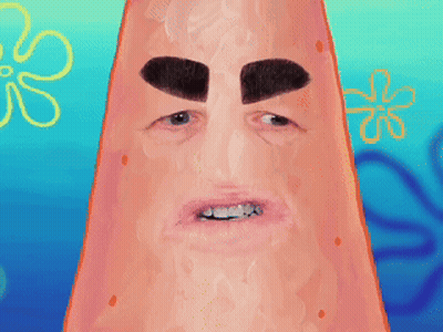 Patrick Star With Beard And Mustache GIF