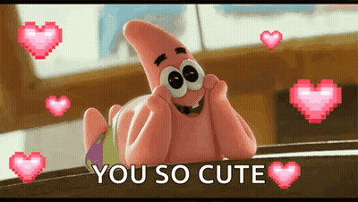 Patrick Star With Pink Hearts You So Cute GIF