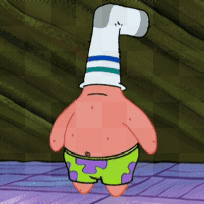 Patrick Star With Striped Socks On Head GIF