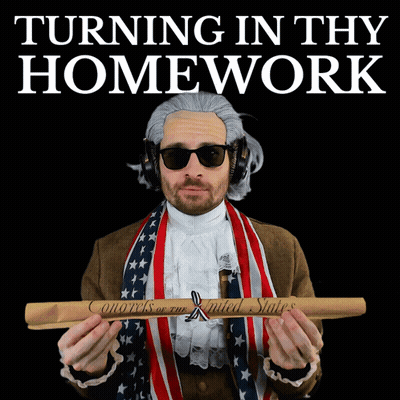 Patriotic Man With Turning In Thy Homework Paper GIF