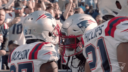 Patriots Helmet Bumps GIF