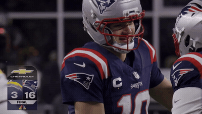 Patriots Player In Helmet Talking To Another Player GIF
