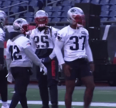 Patriots Players Including Number 37 GIF