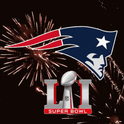 Patriots Super Bowl II Logo With Fireworks GIF