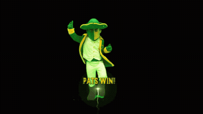 Pats Win Sign With Leprechaun And Fireworks GIF