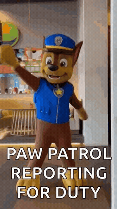 Paw Patrol Mascot Standing And Waving GIF