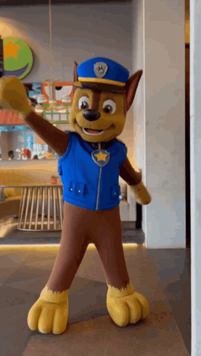 Paw Patrol Mascot Standing in Room