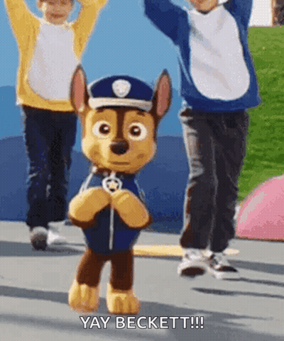 Paw Patrol Stuffed Animal Dancing With Two Children GIF